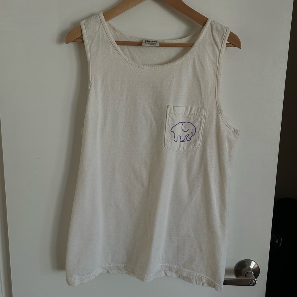 Ivory Ella White Tank Top with Elephant Pocket Design